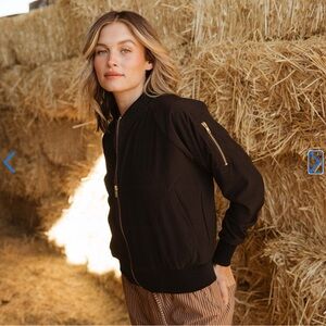 Albion Black Bomber Jacket with Gold Accents